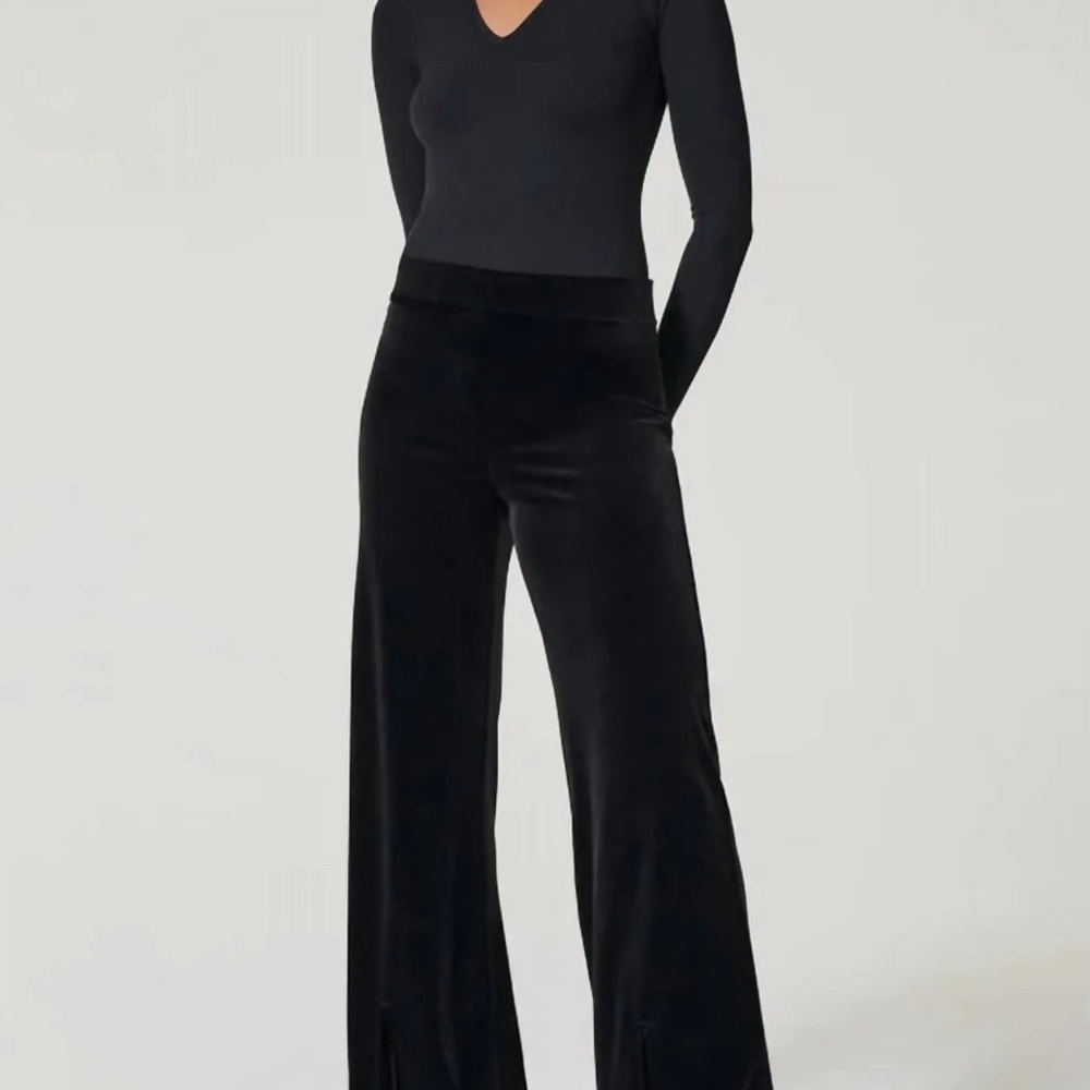 SPANX, Velvet Front Slit Pant, Very Black, XL